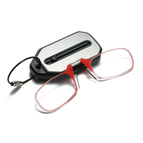 Nose clip presbyopic glasses keychain ultra lightweight carrying elderly glasses eprolo Nose clip presbyopic glasses keychain Bold&Bright Red-300 15.20