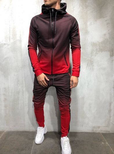 Moomphya Gradient color zipper cardigan men hoodies Side stripes hoodie men hooded Streetwear sweatshirts sudaderas para hombre Bold&Bright 0 Bold&Bright Glues-Set-XXXL 47.16