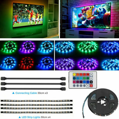 4x50CM USB 5V RGB LED Strip Background Light Remote Kit For TV Computer Lamp - Bold&Bright 4x50CM USB 5V RGB LED Strip Background Light Remote Kit For TV Computer Lamp  5 Bold&Bright 63.14