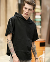 HZIJUE summer small hoodies fashion men hip hop hooded Oversized High quality long hem male T shirts street wear with a hat tops Bold&Bright 0 Bold&Bright