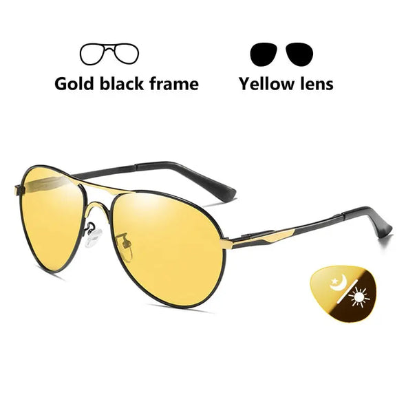 New Trend Intelligent Aviation Photochromic Polarized Men Day Night Vision Driving eprolo New Trend Intelligent Aviation Photochromic Bold&Bright Black-gold-frame 23.16