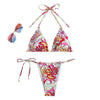 Triangle Printed Bikini For Women With Separate System And Hanging Neck Swimsuit - Bold&Bright Triangle Printed Bikini For Women With Separate System And Hanging Neck Swimsuit Multicolor-S  Bold&Bright 25.09