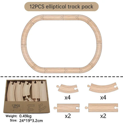 Wooden Train Track Set Toy Early   Montessori Traffic Wooden Toys for Kids eprolo Wooden Train Track Set Toy Early Bold&Bright 12PCS 34.34