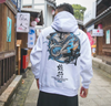 New Hoodies Men Chinese Letter Hooded High Street Pullover Sweatshirt Men Fashion Hip Hop Autumn Winter Casual Streetwear and Printed loose men's short sleeve Bold&Bright 0 Bold&Bright White-Hoodie-L 46.05