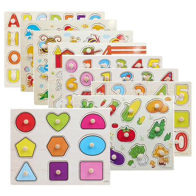 30cm Wooden Toys Jigsaw Puzzle Hand Early Educational Toys Baby Toy eprolo 30cm Wooden Toys Jigsaw Puzzle Hand Bold&Bright