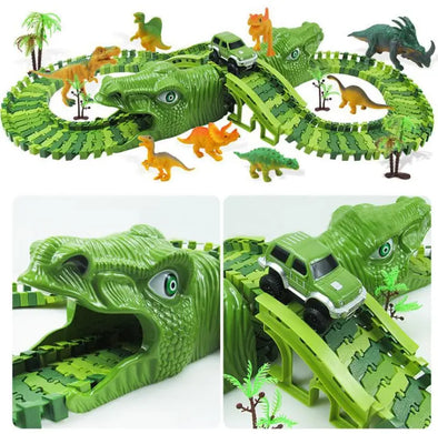 Children Racing Bend Rail Dinosaur  Track Led Electronic Flash Light eprolo Children Racing Bend Rail Dinosaur Bold&Bright Default-Title 58.14