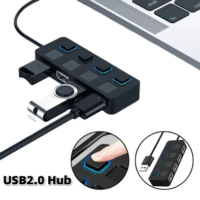 USB 2.0 HUB Multi USB Splitter 4 Expander USB Power Adapter Indicator Power USB Drives For Laptop PC - Bold&Bright USB 2.0 HUB Multi USB Splitter 4 Expander USB Power Adapter Indicator Power USB Drives For Laptop PC   Bold&Bright 11.63