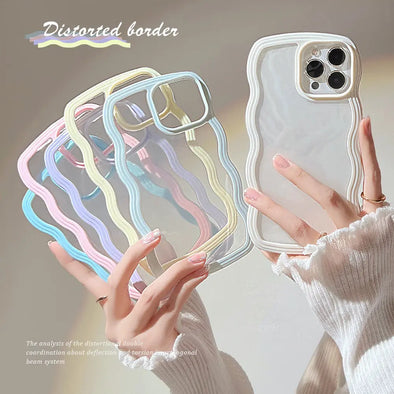 Wave Border Mobile Phone Case Solid Color Simple Candy Color - Bold&Bright Wave Border Mobile Phone Case Solid Color Simple Candy Color   Bold&Bright 28.66